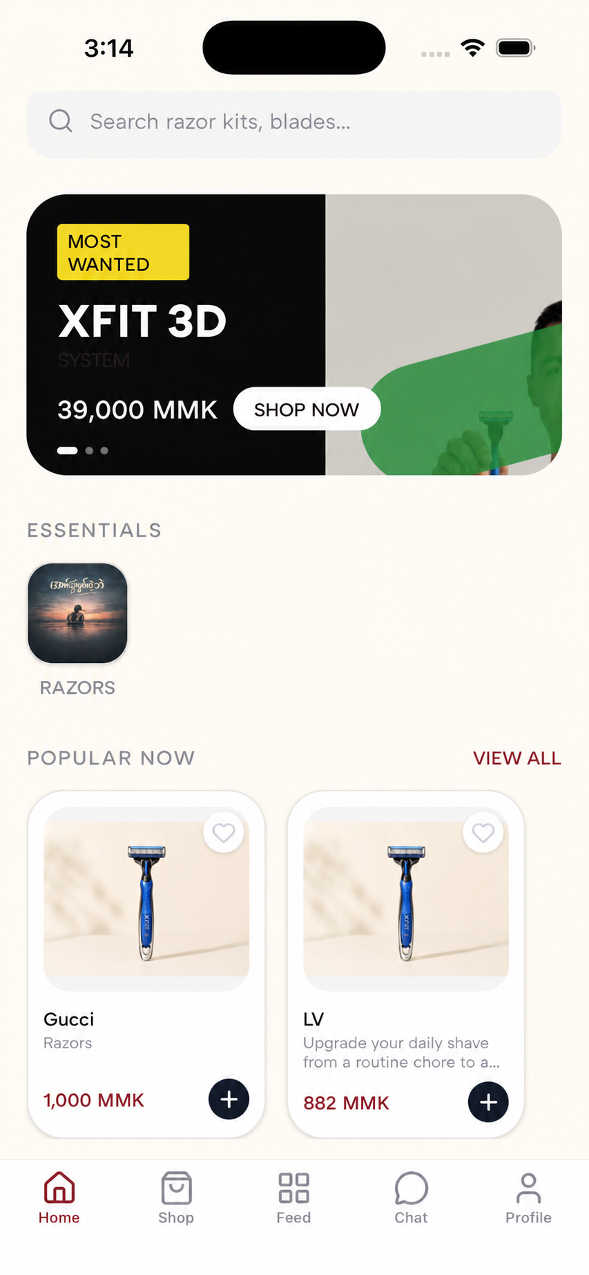 Preview of the Burmese Shave Club mobile app